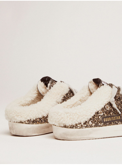 Women's Super-Star Sabot with glitter and shearling interior