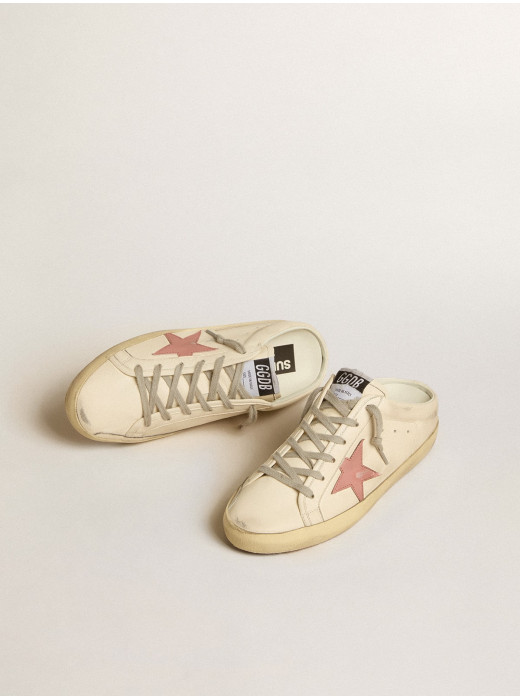 Women's Super-Star Sabots in nappa with pink leather star