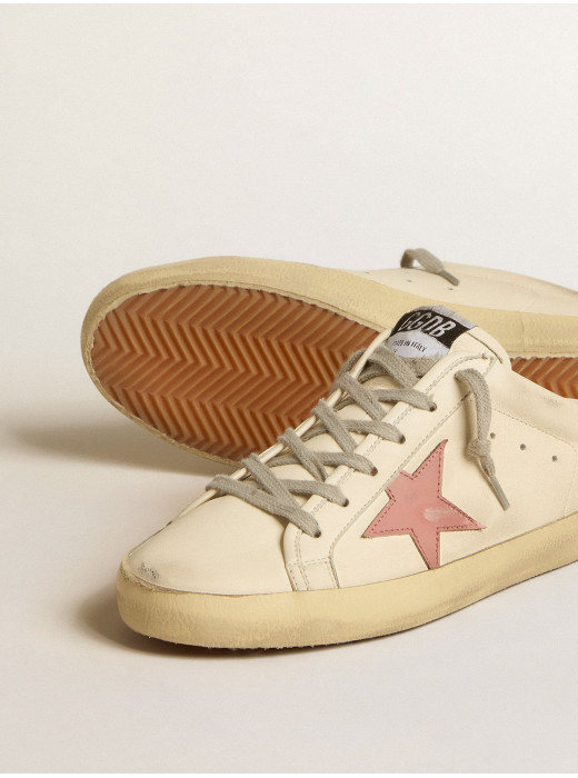 Women's Super-Star Sabots in nappa with pink leather star