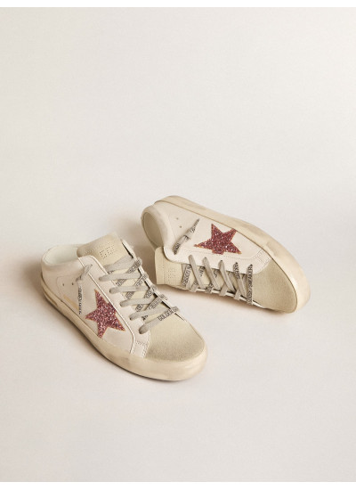 Bio-based Super-Star Sabot with pink glitter star and suede toe