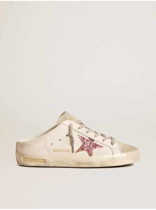 Bio-based Super-Star Sabot with pink glitter star and suede toe