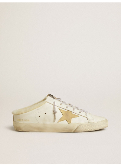 Women’s Super-Star Sabots with gold suede star and shearling lining