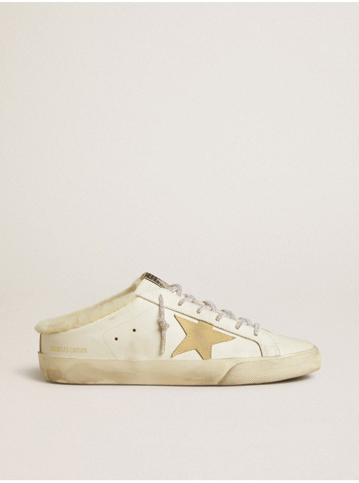 Women’s Super-Star Sabots with gold suede star and shearling lining