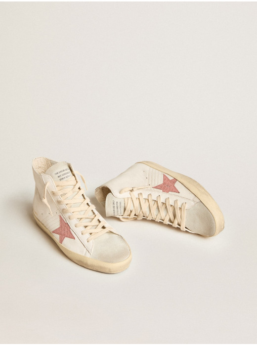 Francy in cream nappa with pink crocodile-print leather star