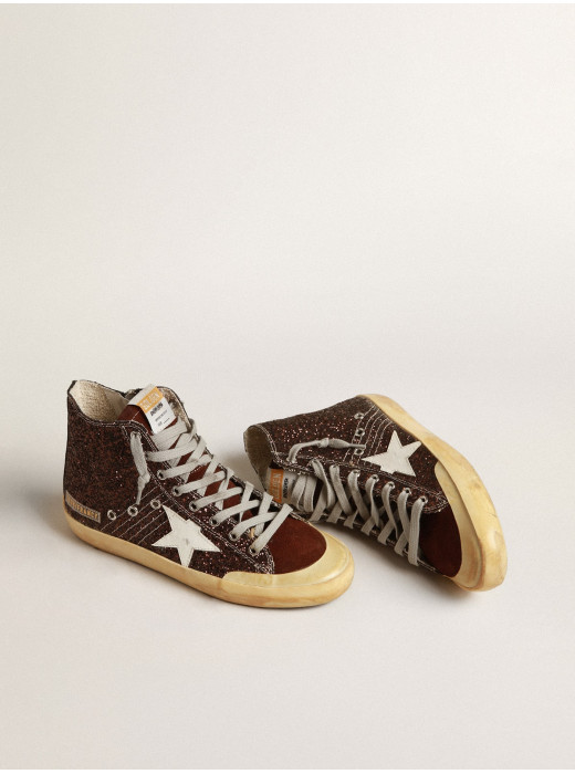 Francy Penstar in brown glitter with white leather star