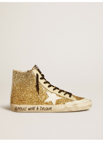 Francy Penstar in gold glitter with white leather star