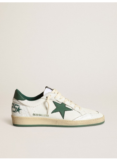 Women's Ball Star in white nappa leather with green leather star and heel tab