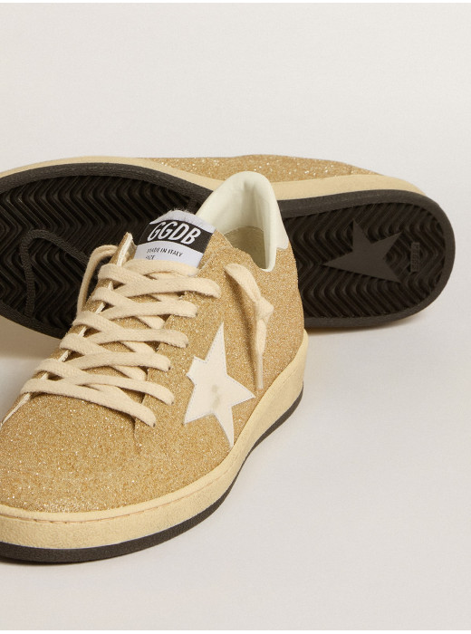 Ball Star in golden Swarovski crystals with milk-white leather star