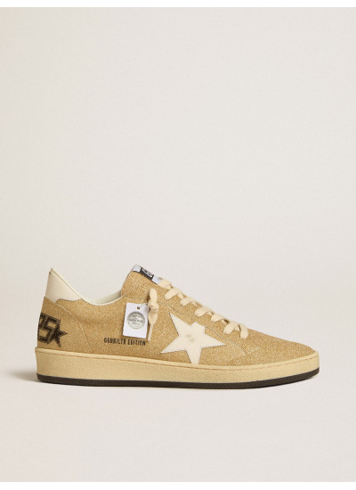 Ball Star in golden Swarovski crystals with milk-white leather star