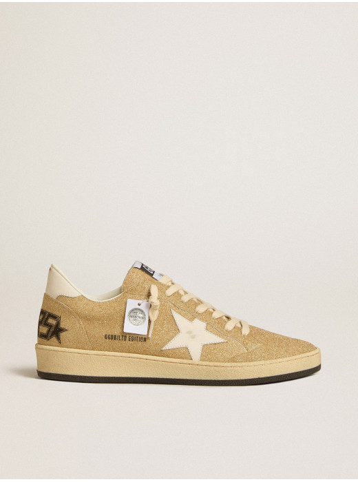 Ball Star in golden Swarovski crystals with milk-white leather star