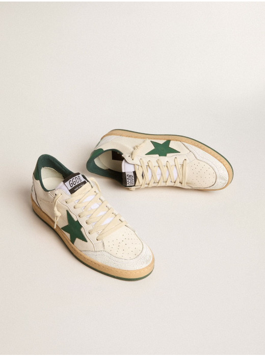 Women's Ball Star Wishes in white nappa leather with green leather star and heel tab