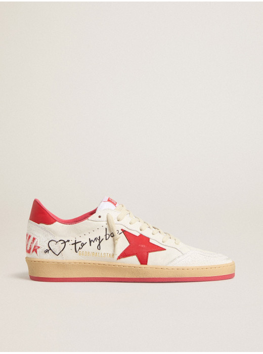 Women’s Ball Star  Wishes in white leather with a red star and heel tab