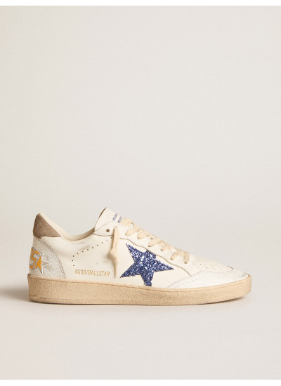 Ball Star with blue glitter star and dove-gray suede heel tab