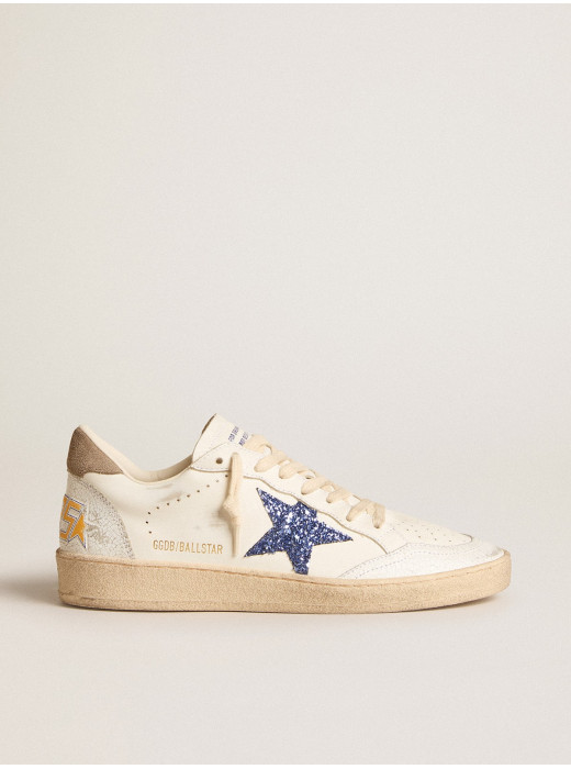 Ball Star with blue glitter star and dove-gray suede heel tab