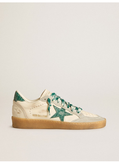 Women's Ball Star LTD in nappa with green crocodile-print leather star