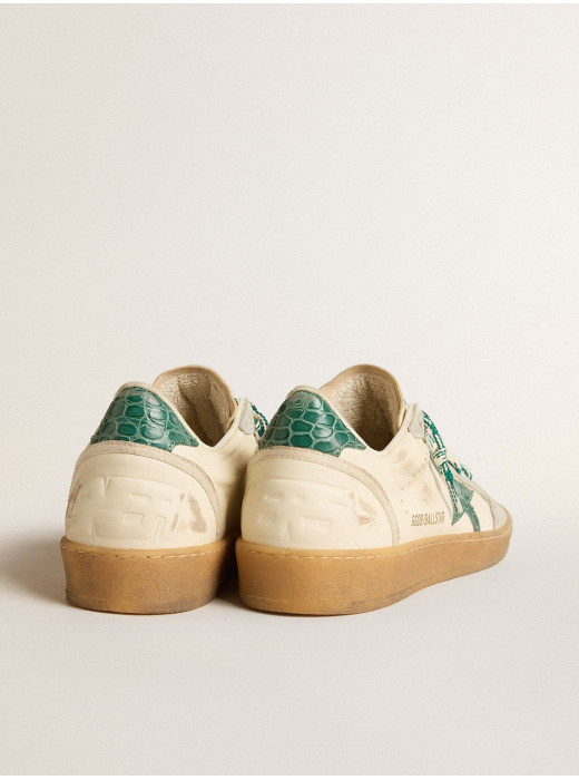 Women's Ball Star LTD in nappa with green crocodile-print leather star