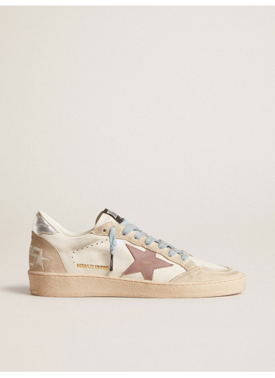 Women's Ball Star LTD in white nappa and pearl suede with mauve leather star