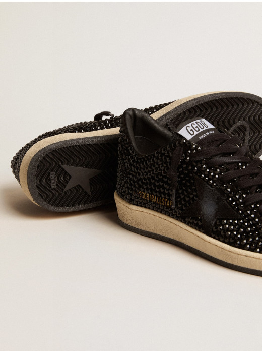 Ball Star in suede with black Swarovski crystals and black suede star