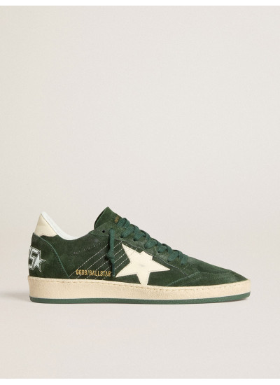 Women's Ball Star in green suede with white leather star and heel tab