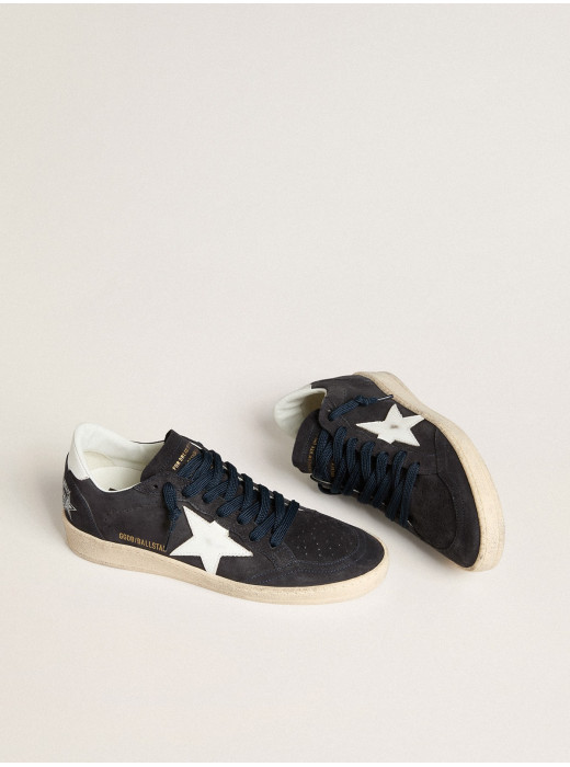 Ball Star in dark blue suede with leather star and heel tab