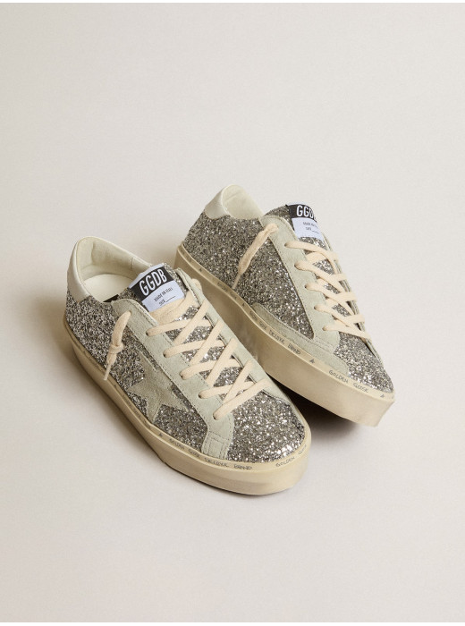 Women's Hi Star in silver glitter with suede star and white heel tab