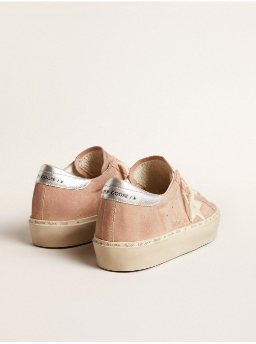 Women's Hi Star in pink suede with cream star and silver leather heel tab