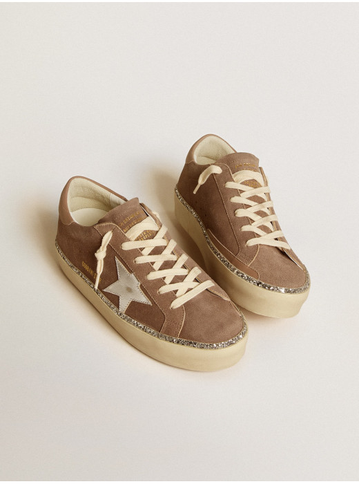 Hi Star in suede with silver leather star and leather heel tab