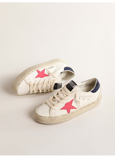 Hi Star with fuchsia leather star and blue glitter heel tab