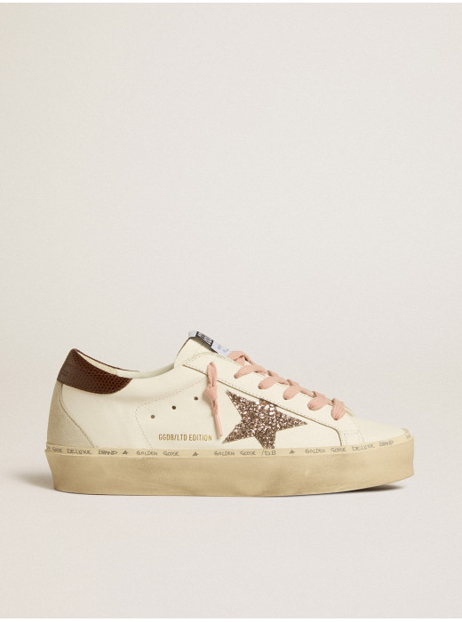 Women's Hi Star LTD with glitter star and brown lizard-print heel tab