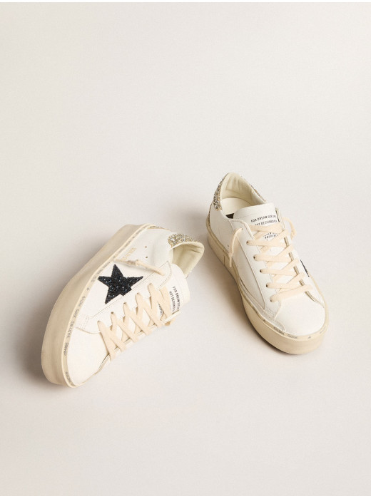 Women's Hi Star with blue glitter star and platinum glitter heel tab