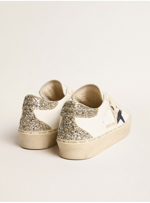 Women's Hi Star with blue glitter star and platinum glitter heel tab