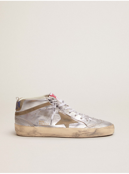 Women's Mid Star in silver laminated leather with dove gray star