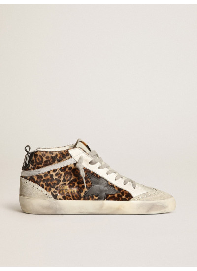 Women's Mid Star in leopard print pony skin with black star