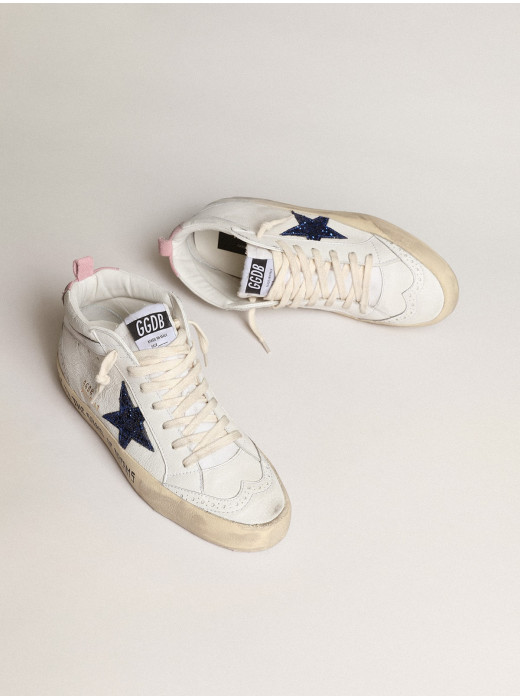 Mid Star with blue glitter star and pink suede heel tab