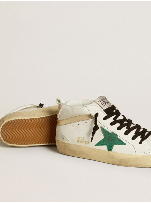 Bio-based Mid Star with green suede star and pink suede heel tab