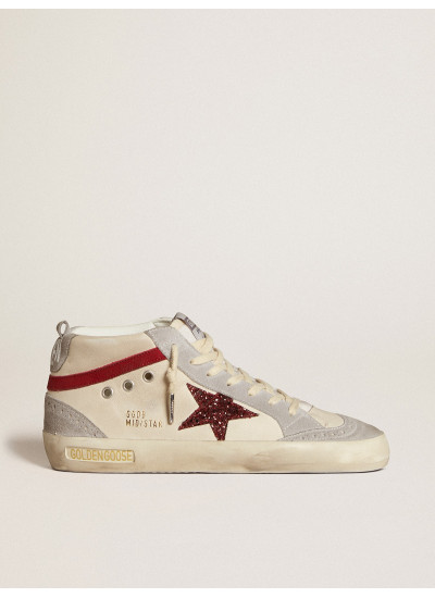 Women’s Mid Star in leather with glitter star and red nubuck flash