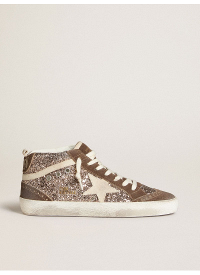 Women's Mid Star in glitter with pearl suede star and brown suede inserts