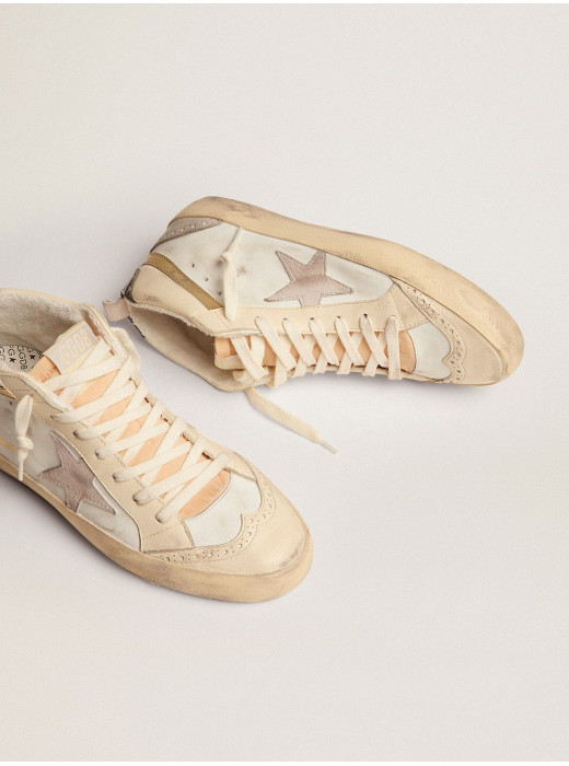 Women's Mid Star with star in light gray suede and gold flash