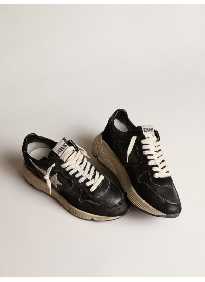 Women's Running Sole in black nappa and suede