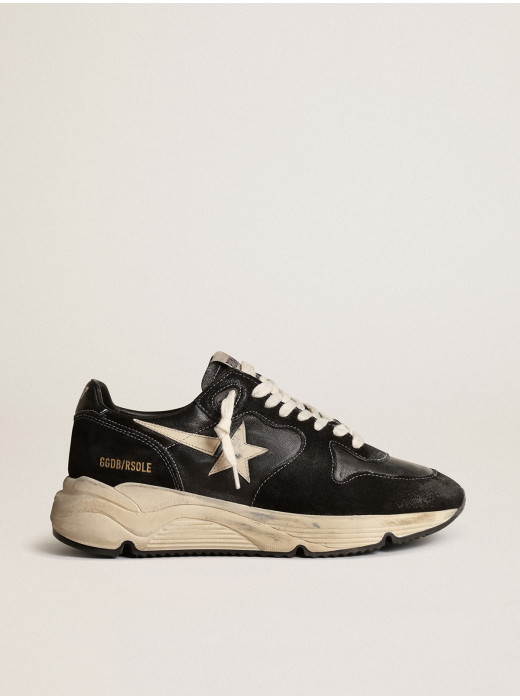 Women's Running Sole in black nappa and suede