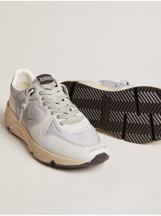 Running Sole in nylon and nappa with rubber star and leather heel tab