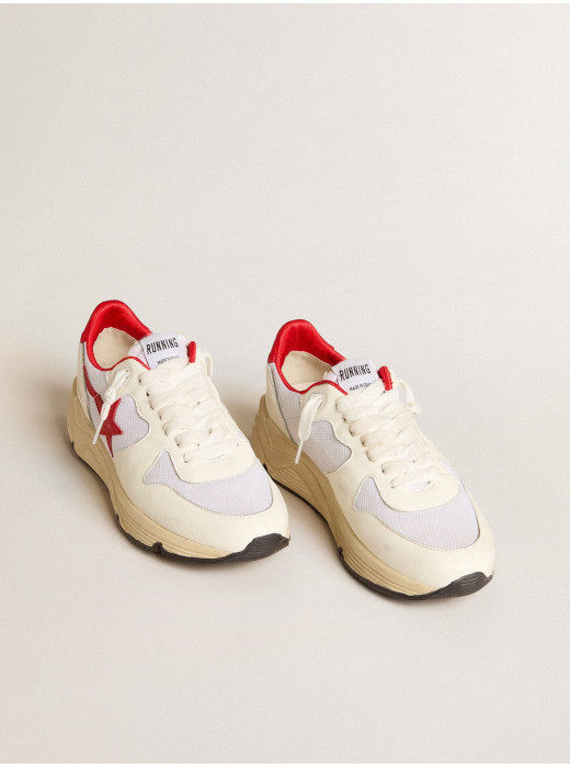 Running Sole LTD in white nappa and nylon with a red leather star