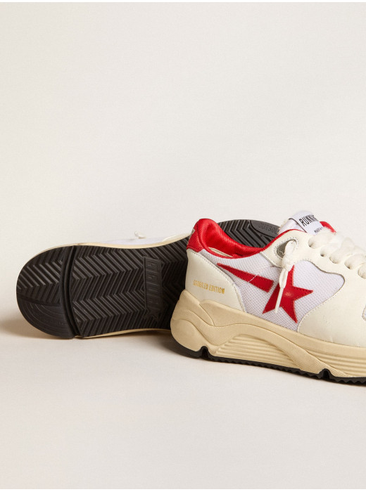 Running Sole LTD in white nappa and nylon with a red leather star