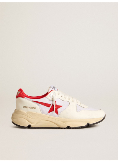 Running Sole LTD in white nappa and nylon with a red leather star