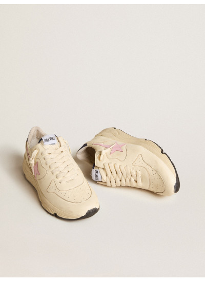 Women's Running Sole in nappa leather with pink leather star and blue leather heel tab