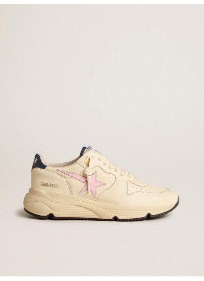 Women's Running Sole in nappa leather with pink leather star and blue leather heel tab