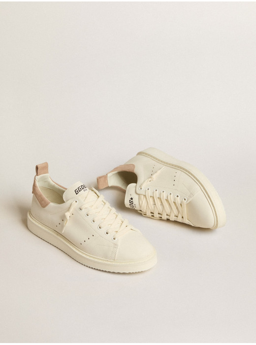 Women's Starter in white leather with light brown nubuck heel tab