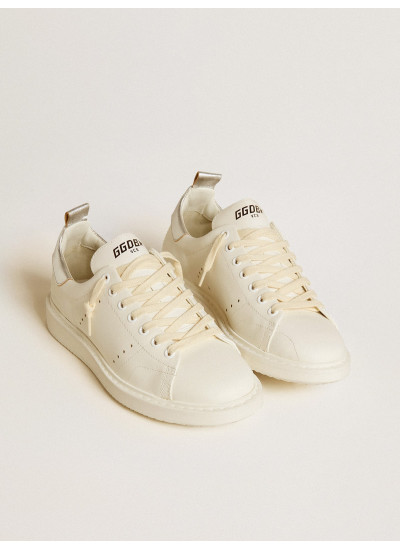 Women's Starter LTD in white leather with silver metallic leather heel tab