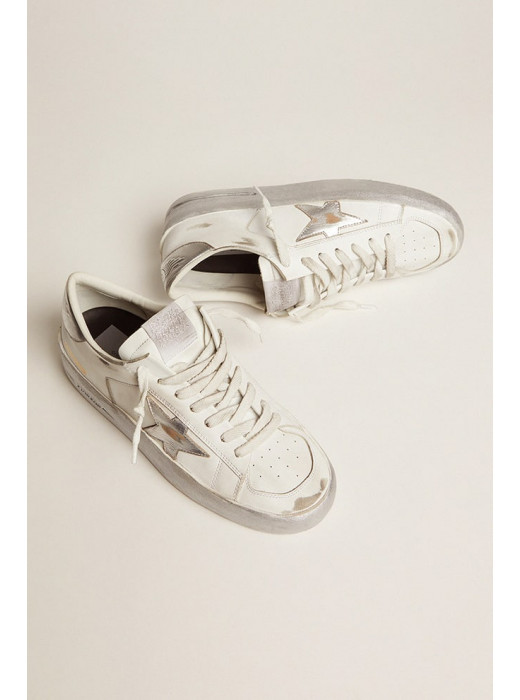 Stardan sneakers with silver metallic leather star and heel tab