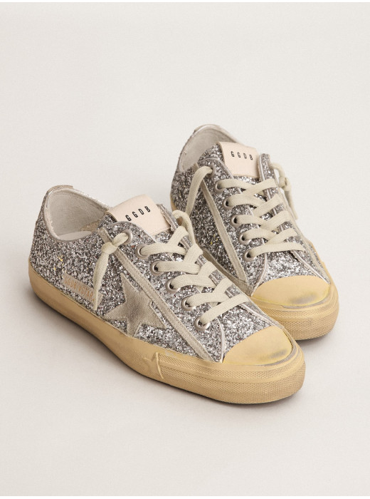 Women's V-Star LTD in silver glitter with ice-gray suede star